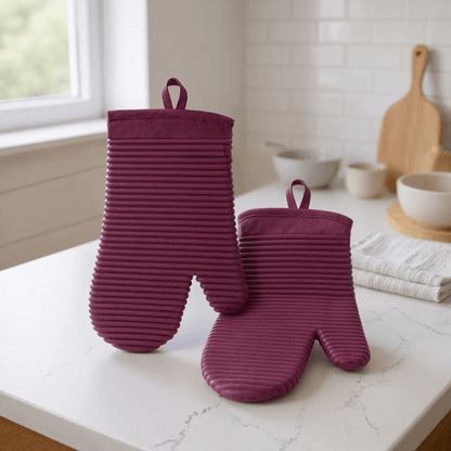 HEATGRIP – Ribbed Soft Silicone Oven Mitten for Safe Cooking