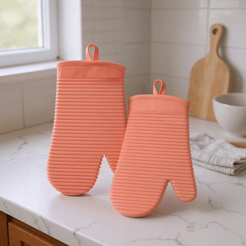 HEATGRIP – Ribbed Soft Silicone Oven Mitten for Safe Cooking