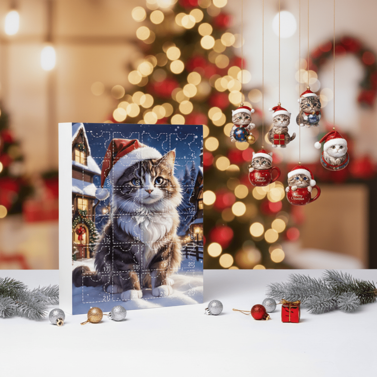 PURRVENT – 24-Day Cat Christmas Countdown with Retro Acrylic Charms