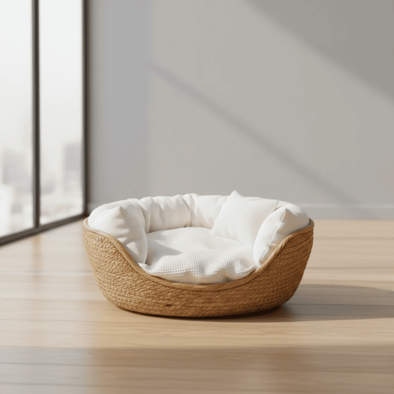 PETRABED – Handwoven Bamboo Cat Bed for Indoor Comfort