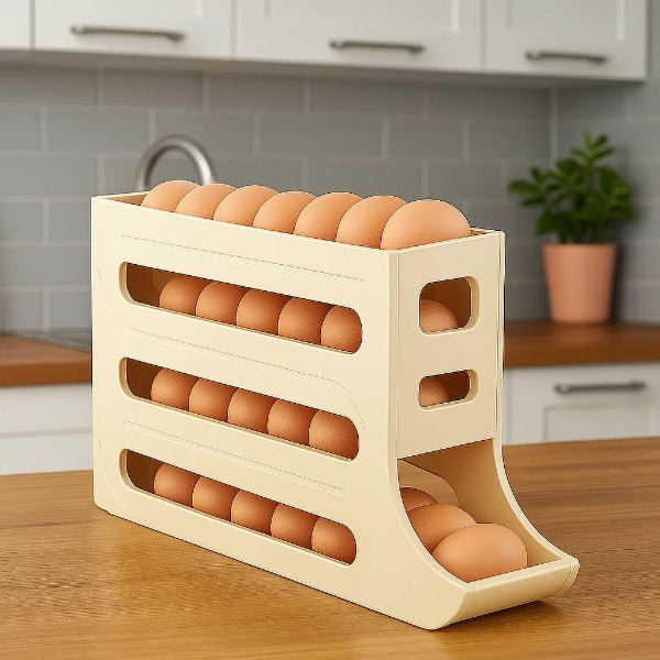 ROLLKEEP – Large Capacity Egg Storage Box with Rolling Design for 30 Eggs
