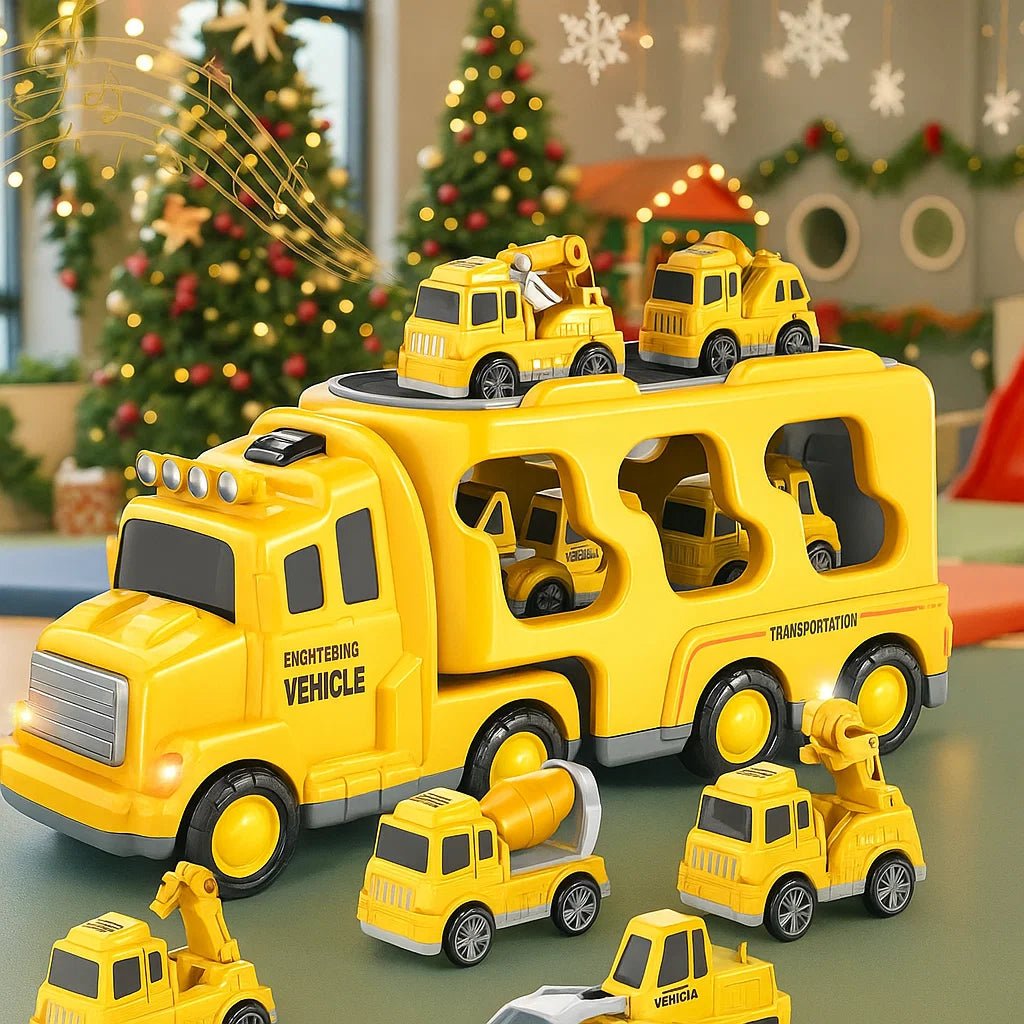 PLAYMOVER – Interactive Light & Sound Transporter Toy with Fire & Construction Vehicles