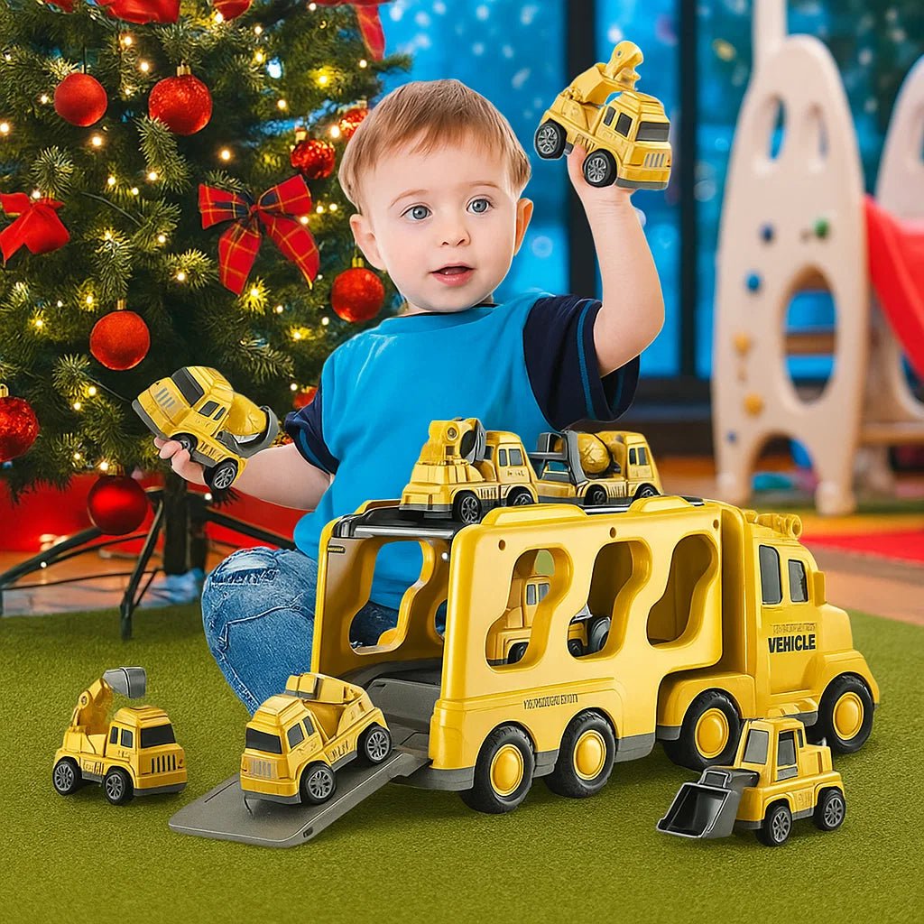PLAYMOVER – Interactive Light & Sound Transporter Toy with Fire & Construction Vehicles