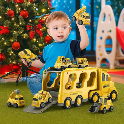 PLAYMOVER – Interactive Light & Sound Transporter Toy with Fire & Construction Vehicles