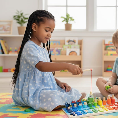 EDUCOUNT – Montessori Wooden Math Toy for Toddlers with Shape & Number Sorting